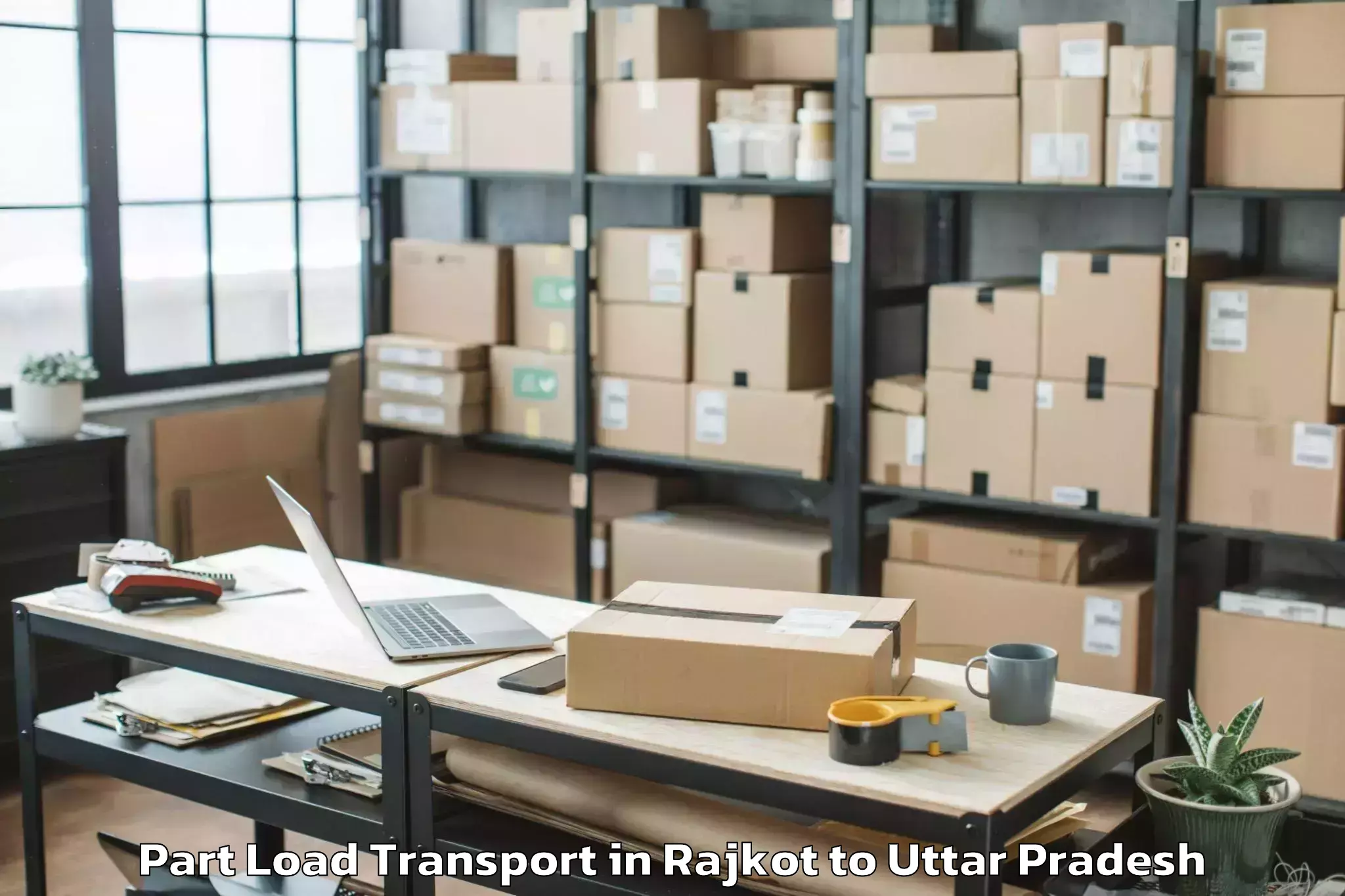 Professional Rajkot to Khadda Part Load Transport